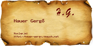Hauer Gergő névjegykártya